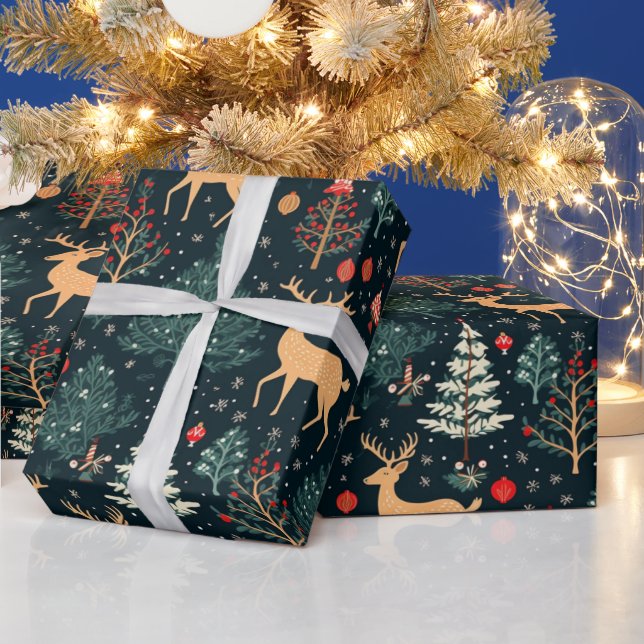 Reindeer Julgranar Snöflingor jul Presentpapper (Helgdagar)