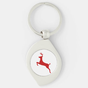 Reindeer Jump jul Red Silhouette Golf Bollar Swirl Silverfärgad Nyckelring