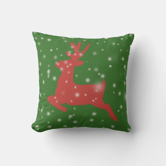 Reindeer Jump Siluette Snö Cushion 41 cm x 41 cm Kudde (Framsida)