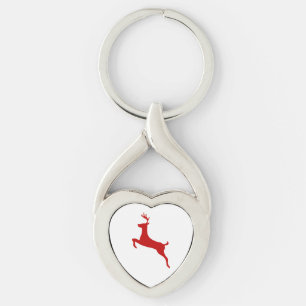 Reindeer Jump-Truckerkepsen Red Silhouette Twisted Heart Silverfärgad Nyckelring