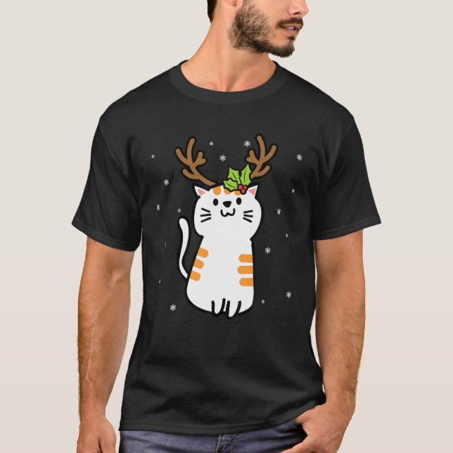 Reindeer Kat jul Ugly jul Sötare T Shirt (Framsida)