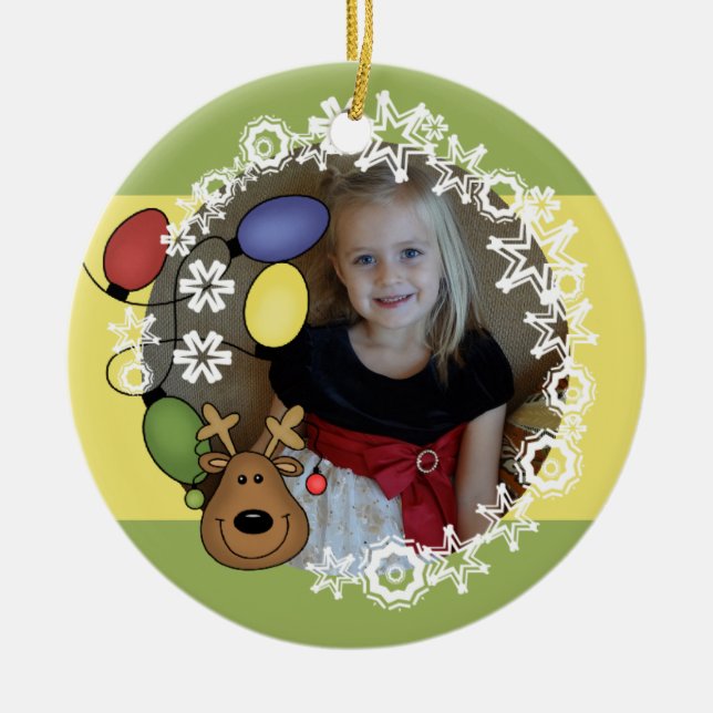 Reindeer Ljus Anpassade Photo Ornament (Framsidan)