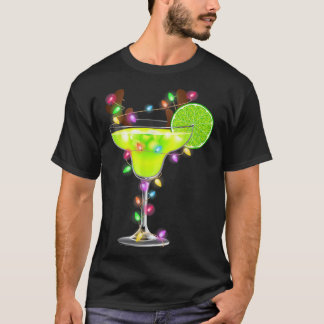 Reindeer Margarita Glass Julafton Ljus Drinker Mer T Shirt