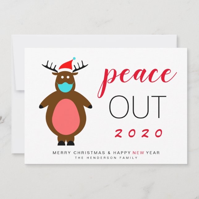 Reindeer Mask Peace out 2020: Lustigt jul Julkort (Framsida)