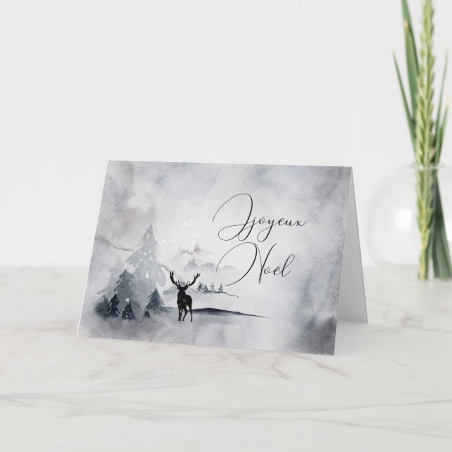 Reindeer med Big Antlers Watercolor-jul Kort (Framsida)