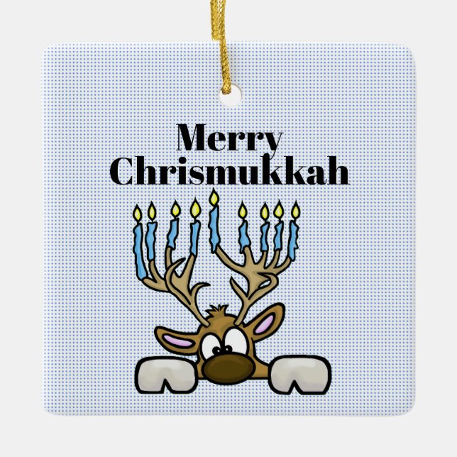 Reindeer med Menorah Antlers Chrismukkah Ornament (Framsida)
