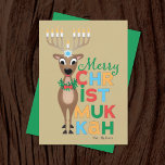 Reindeer Menorah Hanukkah-julkort Kort<br><div class="desc">En renare med en menorah för borrar som vill ha en Merry Christmukkah för att fira både Hanukkah och jul.</div>