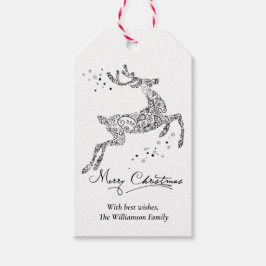 Reindeer Minimalist Black White-jul Presentetikett
