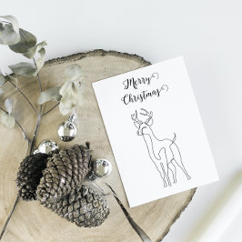 Reindeer Minimalistic Black Lining Vinterjul Helg Vykort