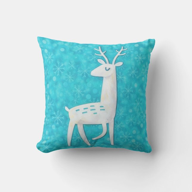 Reindeer Modern and Retro Art Throw Pillow Kudde (Framsida)