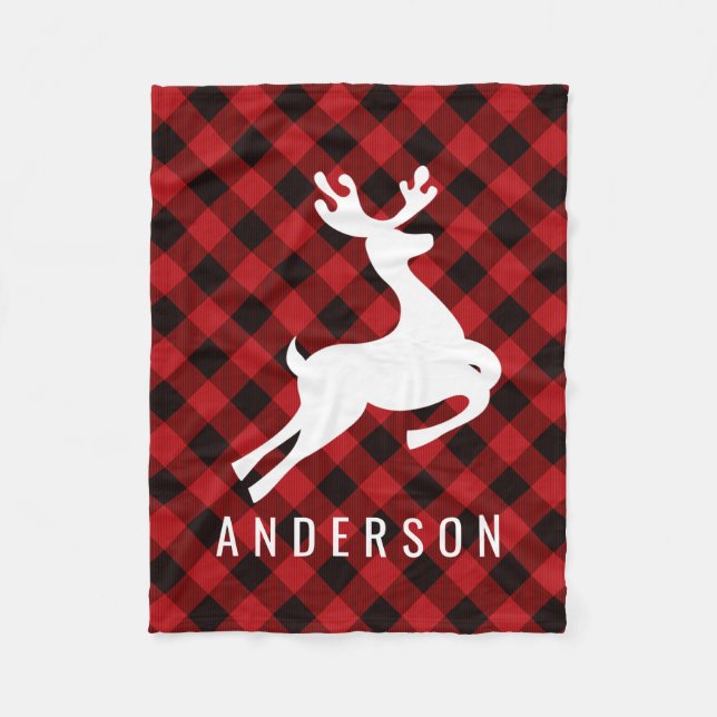 Reindeer Monogram | Deep Red Buffalo Play Fleecefilt (Framsidan)