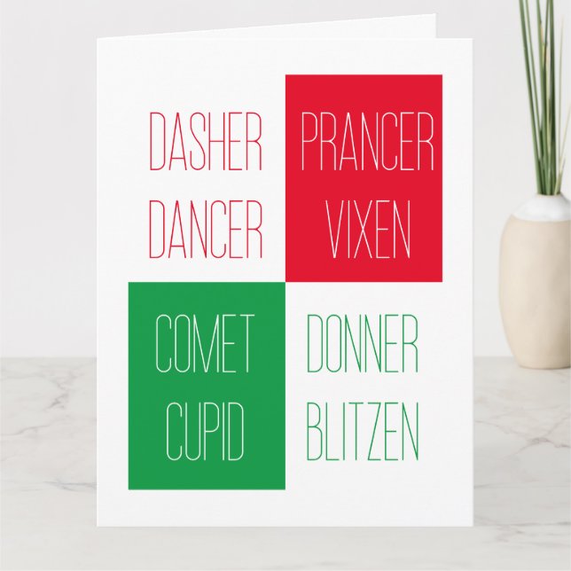 REINDEER NAMN Big julcard Kort (Framsida)