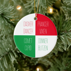 REINDEER NAMN keramisk cirkulär Ornament