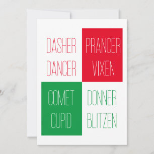 REINDEER NAMN - platt julkort 5 x 7