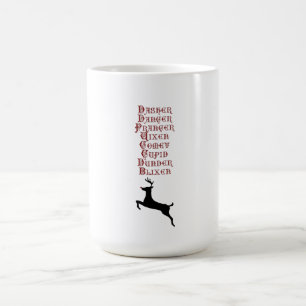 Reindeer Namn Rudolph, Comet, Blixen Reindeer Magisk Mugg