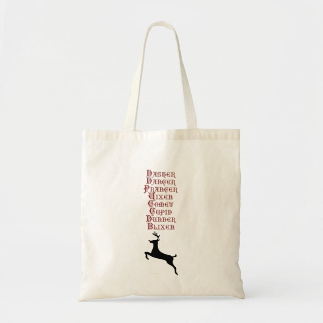 Reindeer Namn Rudolph, Comet, Blixen Reindeer Tygkasse (Framsidan)