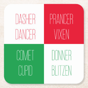 REINDEER NAMN Square Papper Underlägg