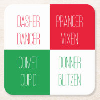 REINDEER NAMN Square Papper Underlägg