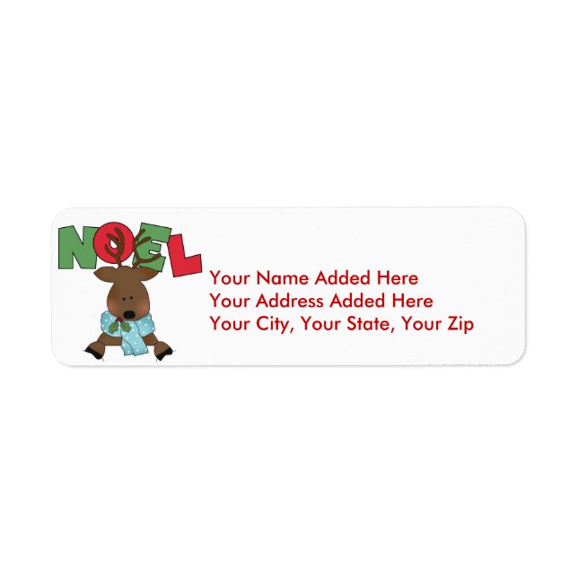 Reindeer Noel-Returetiketter Returadress Etikett (Framsidan)