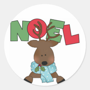 Reindeer Noel Tshirts och Gifts Runt Klistermärke