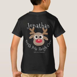 Reindeer North Pole Sleigh Crew Black T Shirt