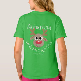 Reindeer North Pole Sleigh Crew Grönt jul T Shirt