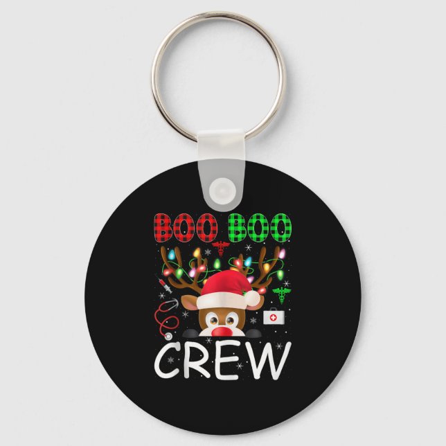 Reindeer Nurse Christmas Scrub Tops Boo Crew Nurse Nyckelring (Framsida)