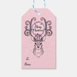 Reindeer och Antlers God jul Helgdag Presentetikett