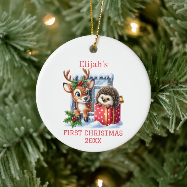 Reindeer och Hedgehog jul Julgransprydnad Keramik (Träd)