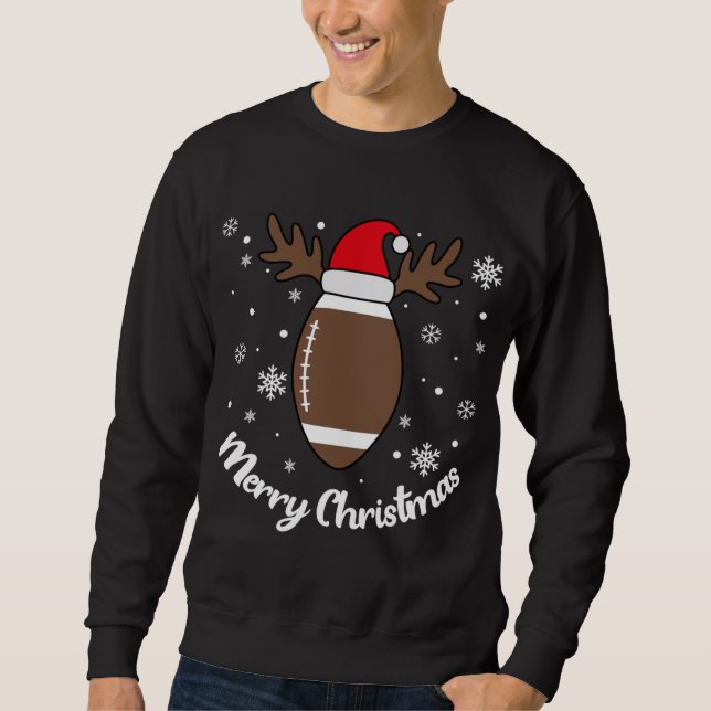 Reindeer och julfotboll lång ärmad tröja (Framsida)