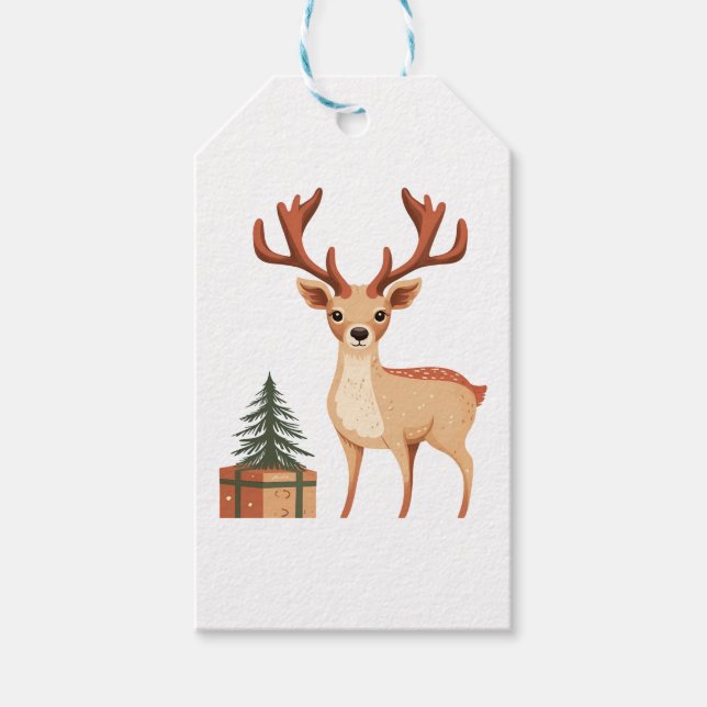 REINDEER OCH JULGRAN PRESENTETIKETT (Framsidan)