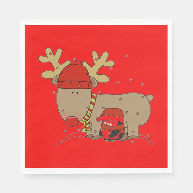 Reindeer och Penguin Pappersservett (Framsidan)