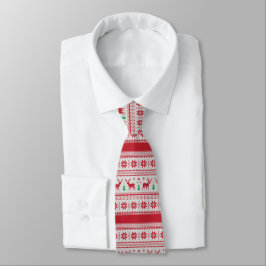 Reindeer och Snöflingor Fair Isle Design Necktie Slips