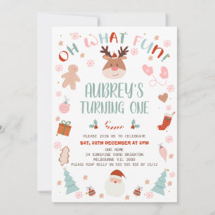 Reindeer Oh Vilken Roligt jul 1:a födelsedagen Inbjudningar