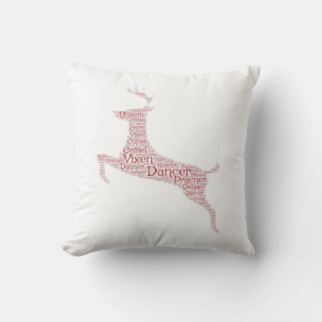 Reindeer Ord Art Rudolph Blixem Comet Cupid Kudde (Framsida)