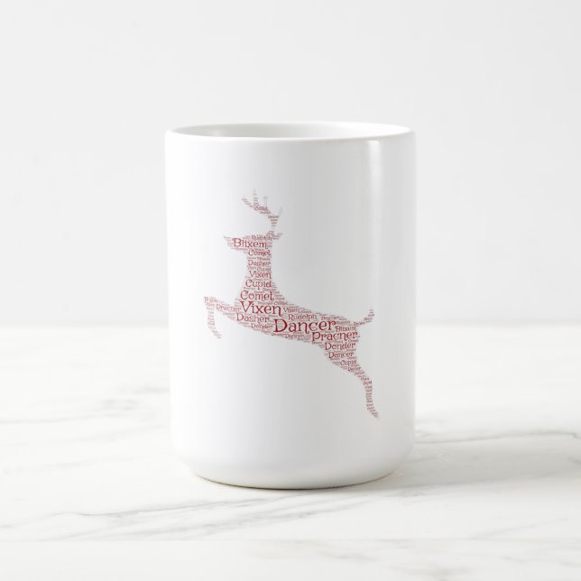 Reindeer Ord Art Rudolph Blixem Comet Cupid Magisk Mugg (Center)