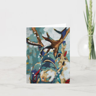 Reindeer Original Painting Holiday Card Kort