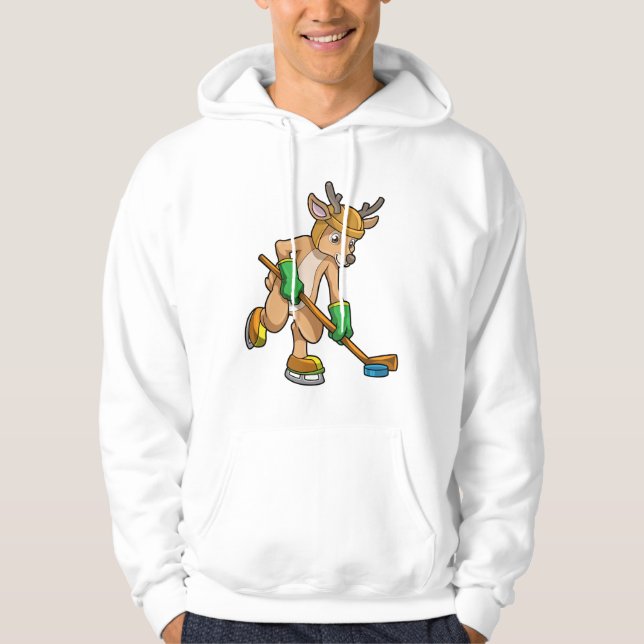Reindeer på ishockey med Hockey stick Hoodie (Framsida)