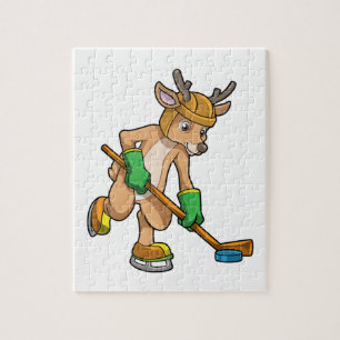 Reindeer på ishockey med Hockey stick Pussel