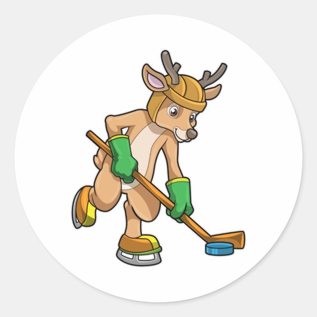 Reindeer på ishockey med ishockeyklubba runt klistermärke (Framsida)