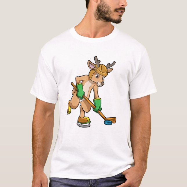 Reindeer på ishockey med ishockeyklubba t shirt (Framsida)