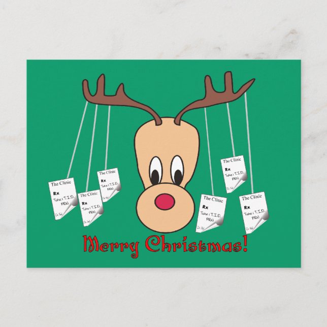 Reindeer Pharmacy God jul Helg Vykort (Framsida)