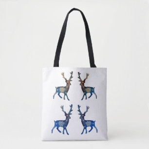 Reindeer Pop Art Snöflingor Mandala Tote Tygkasse
