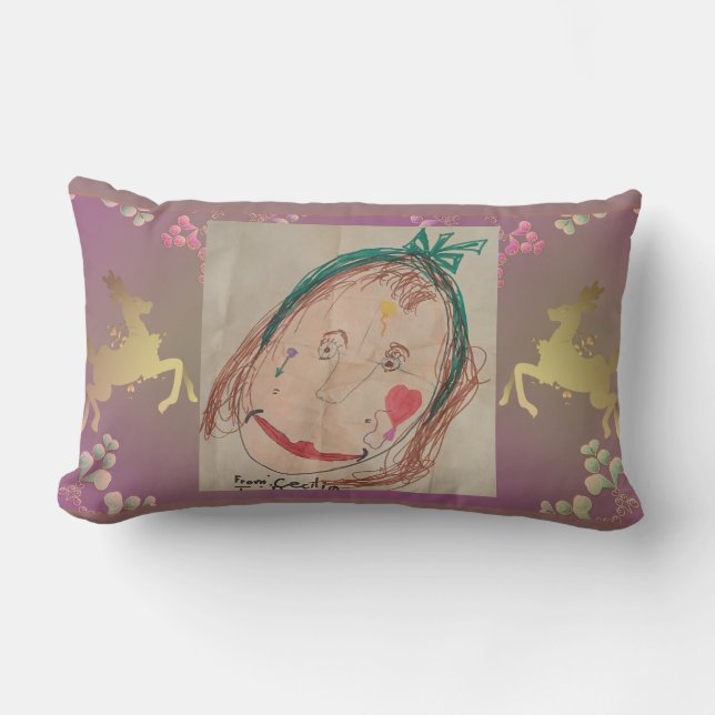 Reindeer Purple w/Photo Throw Pillow Lumbarkudde (Framsida)