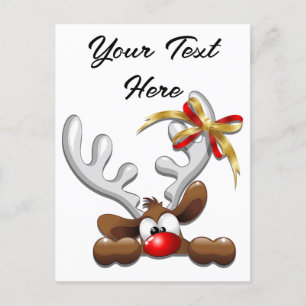 Reindeer Puzzled Funny Jultecken Helg Vykort
