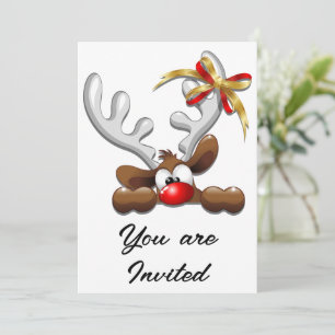 Reindeer Puzzled Funny Jultecken Inbjudningar