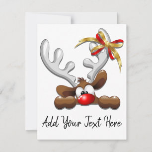 Reindeer Puzzled Funny Jultecken Julkort