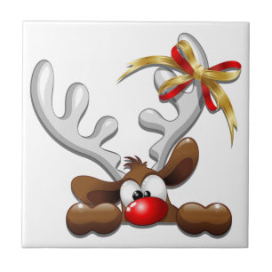 Reindeer Puzzled Funny Jultecken Kakelplatta