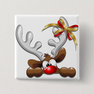 Reindeer Puzzled Funny Jultecken Knapp