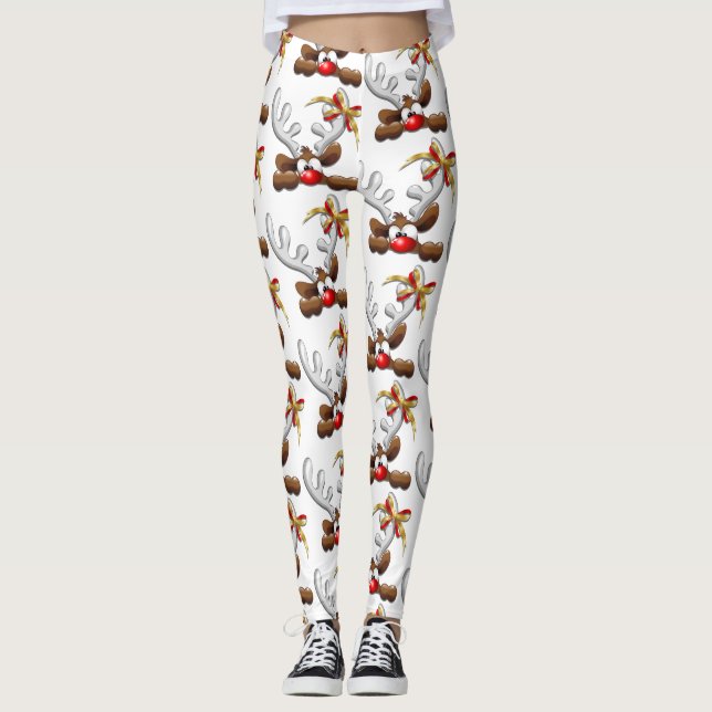 Reindeer Puzzled Funny Jultecken Leggings (Framsida)